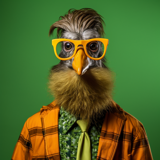 A dapper looking duck sporting a fine beard, wearing a classic retro sports coat and tie. His beard is well maintained through Hairy As through a combination of beard oil and beard butter